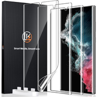 Lk 3 Pack For Samsung Galaxy S22 Ultra Screen Protector [Not Glass] [Support Fingerprint Unlock] Bubble Free  With Easy Installation Tool  3D Curved Max Coverage For S22 Ultra 6.8-Inch
