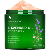 Majestic Pure Lavender Oil Foot Cream  Warming Cream - Calluses  Dry Cracked Feet  Hands  Heels  Elbow  Nails  And Knees - Softens & Moisturizes Skin - 8 Oz