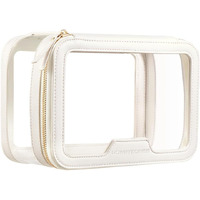 Rownyeon Clear Makeup Case Toiletry Bag Multipurpose Travel Makeup Train Case Portable Cosmetic Organizer Transparent Storage Bag White