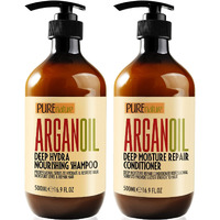 Argan Oil Shampoo And Conditioner Set - Moisturizing Sulfate Free Moroccan Care With Keratin - For Curly  Straight  Dry And Damaged Hair - Hydrating  Anti Frizz Salon Technology