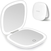Deweisn Compact Mirror  Lighted Travel Makeup Mirror With 1X/10X Magnifying Double Sided Dimmable Portable Pocket For Handbag And Pocket  Usb Charging(White)