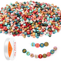 Colored Letter Beads  Decyool 1900Pcs 47Mm Colorful Gold Acrylic Alphabet Beads With 1 Roll Elastic String For Bracelet Necklace Jewelry Making Supplies