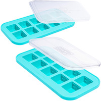 Souper Cubes 2 Tbsp Silicone Freezer Tray With Lid - Easy Meal Prep Container And Kitchen Storage Solution - Silicone Mold For Soup And Food Storage - Aqua - 2-Pack
