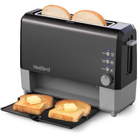 West Bend 77224 Toaster 2 Slice Quikserve Wide Slot Slide Through With Bagel And Gluten-Free Settings And Cool Touch Exterior Includes Removable Serving Tray  Black