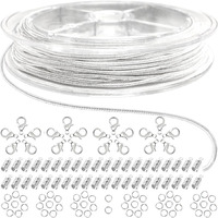 Jishi 33Ft Silver Snake Chain 1.2Mm Jewelry Making Chains For Necklace Bracelet Diy Jewelry Supplies Findings - Silver Plated Round Snake Cable Chain Link Roll W/Lobster Clasps  Cord Ends & Jump Rings