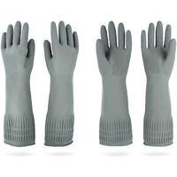 Dabogosa Mamison 2 Pairs Rubber Gloves(Grey  M) - Long Rubber Gloves Dishwashing Gloves