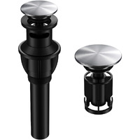 Bathroom Sink Drain With Overflow  Hurran Universal Bathroom Sink Stopper For Bathroom Vanity Vessel Sink  Rapid Draining Plastic Pop-Up Sink Drain With Hair Catcher Anti-Clog Strainer  Brushed Nickel