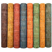 Ozxchixu 8 Pcs/Set Colored Cork Faux Leather Sheets Thin Soft Cork Leather Fabric For Earrings Bags Pencil Case Wallet Making Diy Craft Hair Accessories Diy Projects