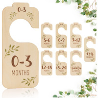 Baby Closet Dividers For Clothes Organizer - Set Of 8 Beautiful Wooden Double-Sided Baby Clothes Size Hanger Organizer From Newborn To 24 Months For Boho Nursery Decor