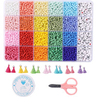Miss Rabbit Jewelry Making Kit 4 Mm Glass Seed Beads For Diy Bracelet Making Kit For Kids Girls Adults Crafts Alphabet Letter Beads For Friendship Bracelet Elastic String Charms Tassel