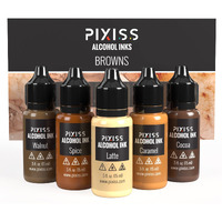 Pixiss Brown Alcohol Ink Set - 5 Shades Of Highly Saturated Alcohol Ink For Epoxy Resin Supplies  Yupo Paper  Tumblers  Coasters - Resin Colorant For Epoxy Resin And Resin Art Supplies