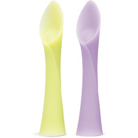 Olababy 100% Silicone Soft-Tip Training Spoon For Baby Led Weaning 2Pack (Lemon/Lilac)