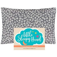 Little Sleepy Head Youth Pillowcase 16 X 22-100% Cotton & Hypoallergenic (Gray Alphabet)