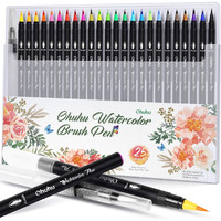Professional Watercolor Brush Markers Pen 24 Colors Of Ohuhu  Water Based Drawing Marker Brushes W/A Blending Aqua Pen  Water Soluble For Adult Coloring Books Comic Calligraphy