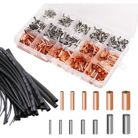 Pastall 970Pcs Wire Ferrules Kit Tinned Copper Crimp Connector Non Insulated Electrical Cable Pin Cord End Terminal Assortment Kit With 48Pcs Heat Shrink Tubing