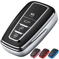 Tukellen For Toyota Key Fob Cover Special Soft Tpu Key Case Cover Protector Compatible With 2018-2024 Toyota Rav4 Camry Corolla Avalon C-Hr Prius Gt86 Highlander (Only For Keyless Go)-Silver