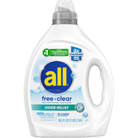 All Laundry Detergent Liquid  Free Clear For Sensitive Skin  Odor Relief  Unscented And Hypoallergenic  2X Concentrated  90 Loads