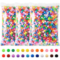Pony Beads 3600 Pcs 6X9Mm Multi-Colored Plastic Craft Beads Set  Bulk Rainbow Hair Beads 24 Assorted Colors For Diy Crafting Jewelry Making Kandi Bracelets