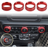 Voodonala Air Conditioner Headlight Center Consoles Switch Knob Cover Trim For 2018-2025+ Jeep Wrangler Jl Jlu Gladiator Jt 4Xe Interior Accessories  Red Aluminum Alloy 4Pcs