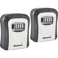 Giverare 2 Pack Key Lock Box  Wall Mount 4 Digits Combination Lockbox Outside  Waterproof Outdoor Key Hider For House Key  Resettable Safe Security Password Box With Mounting Kit & Dust-Proof Cover-Grey