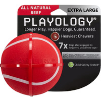 Playology Squeaky Chew Ball Dog Toy  For Extra Large Dogs (50Lbs And Up) - For Heaviest Chewers - Engaging All-Natural Beef Scented Toy - Non-Toxic Materials