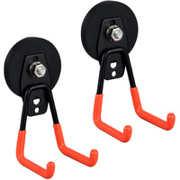 Ulibermagnet Heavy Duty Large Garage Magnet Hooks  2 Pack Strong Storage Utility Magnetic Hooks With Anti-Slip Coating For Indoor & Outdoor Hanging (Orange)