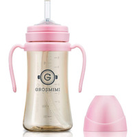 Grosmimi Spill Proof No Spill Magic Sippy Cup With Straw With Handle For Baby And Toddlers  Customizable  Ppsu  Bpa Free 10 Oz (Pink)