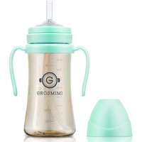 Grosmimi Spill Proof No Spill Magic Sippy Cup With Straw With Handle For Baby And Toddlers  Customizable  Ppsu  Bpa Free 10 Oz (Aqua Green)