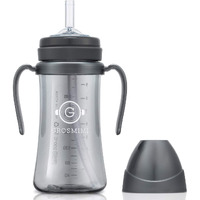 Grosmimi Spill Proof No Spill Magic Sippy Cup With Straw With Handle For Baby And Toddlers  Customizable  Ppsu  Bpa Free 10 Oz (Charcoal)