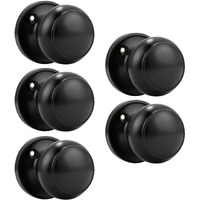 Probrico (5 Pack Classic Closet Door Knobs Dummy Door Knob  Individual Non-Turning Dummy Door Knob Single Side  Black Interior Door Knobs  Easy Installation