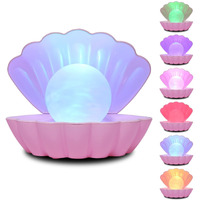 Lkua Shell Pearl Beach Theme Night Light  Rgb Color Changing Mood Light  Bedside Led Clamshell Decorative Light For Office  Home Party Decoration  Birthday Christmas Valentine's Day Gift. (Pink