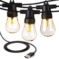 Brightech Ambience Pro Usb Powered String Lights - 24 Ft Commercial Grade Waterproof String Lights - Outdoor Shatterproof Patio Lights For Camping  Backyard  Porch  Christmas - 1W 12 Bulbs  Warm White