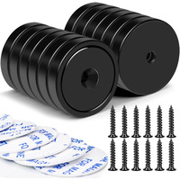 Lovimag Magnets 110Lb+ Waterproof Super Strong Neodymium Magnet With Hole For Wall Mounting Strong Rare Earth Cup Magnets With Heavy Duty Countersunk Hole And Screws For Tool Room Workplace-Pack Of 12