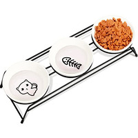 3 Cat Food Bowls Ceramic 13 Oz Upgraded With Stainless Steel Stand Non-Slip And Anti-Rust Elevated Raised Cat Bowls For Food And Water  Pet Dishes Bowl For Indoor Cats And Puppy  Dishwasher Safe