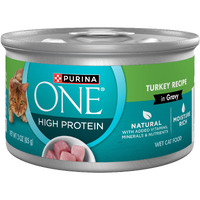 Purina One Natural  High Protein Cat Food  Turkey Recipe In Gravy - (Pack Of 24) 3 Oz. Pull-Top Cans