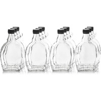 North Mountain Supply 12 Ounce Glass Maple Syrup Bottles With Loop Handle & Black Plastic Tamper Evident Lids - Case Of 12