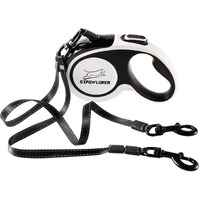 Dual Retractable Dog Leash - Double-Head Lockable Extendable Pet Leash - 16Ft Reflective Nylon Ribbon - 360 Tangle-Free For Two Dogs Walking Training