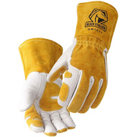 Revco Gm1611 Top Grain Leather Cowhide Mig Welding Gloves With Reinforced Palm & Thumb & Index Finger  Seamless Forefinger  5"" Cuff For Extra Protection (Medium)