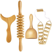 Aicnly 4 Pcs Wood Therapy Massage Tools For Body Shaping  Lymphatic Drainage Massager  Maderoterapia Kit  Wooden Massage Roller  Anti-Cellulite Massager  Body Sculpting Tools Set