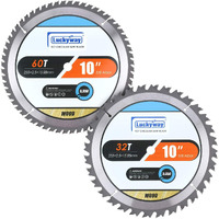 Luckyway 2-Pack 10 Inch Miter/Table Saw Blades 32T&60T With 5/8 Inch Arbor Tct Circular Saw Blade For Cutting Wood