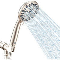 High Pressure Handheld Shower Head Vmasstone 7-Spray Setting Showerhead Kit With 59"" Stainless Steel Hose And Adjustable Mount For Showering Enjoyment Even At Low Water Flow (Hm-002 Brushed Nickel)