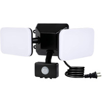 Haian Support Waterproof Plug-In Motion Sensor Light Outdoor - 20W 5000K(Daylight) 1800Lm - Dual-Headed Led Security Light For Garage - Wall Mounted Pathway Lighting - Black