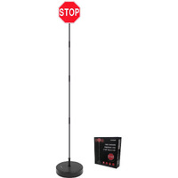 Securityman Led Stop Sign For Garage Parking Assist [Upgraded Base] - Large 7"" Sign  Bright Red Leds  Adjustable Height - Garage Car Stop Indicator That Lights Up