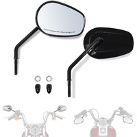 Fovplue Handlebar Mount Mirrors Left & Right Side Long Stem Rearview Mirrors For 1982-2023 Harley Models For Cvo Dyna Electra Glide Road Glide Road King Softail Street Glide Sportster 1200 883 Black