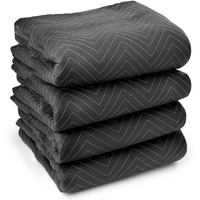 Sure-Max 4 Moving & Packing Blankets - Ultra Thick Pro - 80"" X 72"" (65 Lb/Dz Weight) - Professional Quilted Shipping Furniture Pads Black