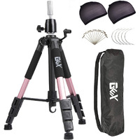 Gex 55"" Mannequin Tripod Stand Canvas Block Training Doll Manikin Head Wig Stand For Cosmetology Hairdressing (Rose Gold)