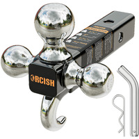 Orcish Trailer Hitch Tri-Ball Mount With Hook & Pin  Trailer Ball Size 1-7/8""  2"" And 2-5/16""  Fit 2 Inch Hitch Receiver  2/3 In 1 Ball Truck Hitch  Tow Hitch
