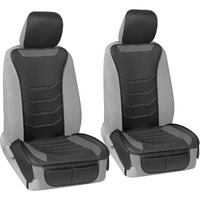 Motor Trend Luxefit Gray Seat Covers For Cars Trucks Van Suv (2 Pack)  Premium Faux Leather  Easy To Install Automotive Seat Covers With Storage Pockets  Fits Most Vehicles