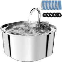 Pektaco Cat Water Fountain  3.2L/108Oz Stainless Steel Pet Water Fountain For Cats/Dogs Indoor  Dog Drinking Dispenser Metal Kitty Spout With 6 Replacement Filters