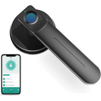 Foxgard Biometric Door Lock With Smart App Fingerprint Knob Remote Control With App Smart Door Knob For Home/Bedroom/Office/Apartment/Airbnb Black